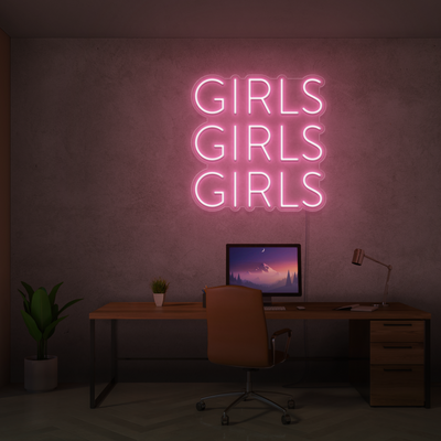 GIRLS GIRLS GIRLS Led Neon Sign