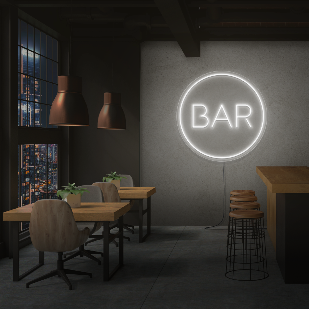 Free Standing Bar In Circle Neon Sign – Bulbd Neon